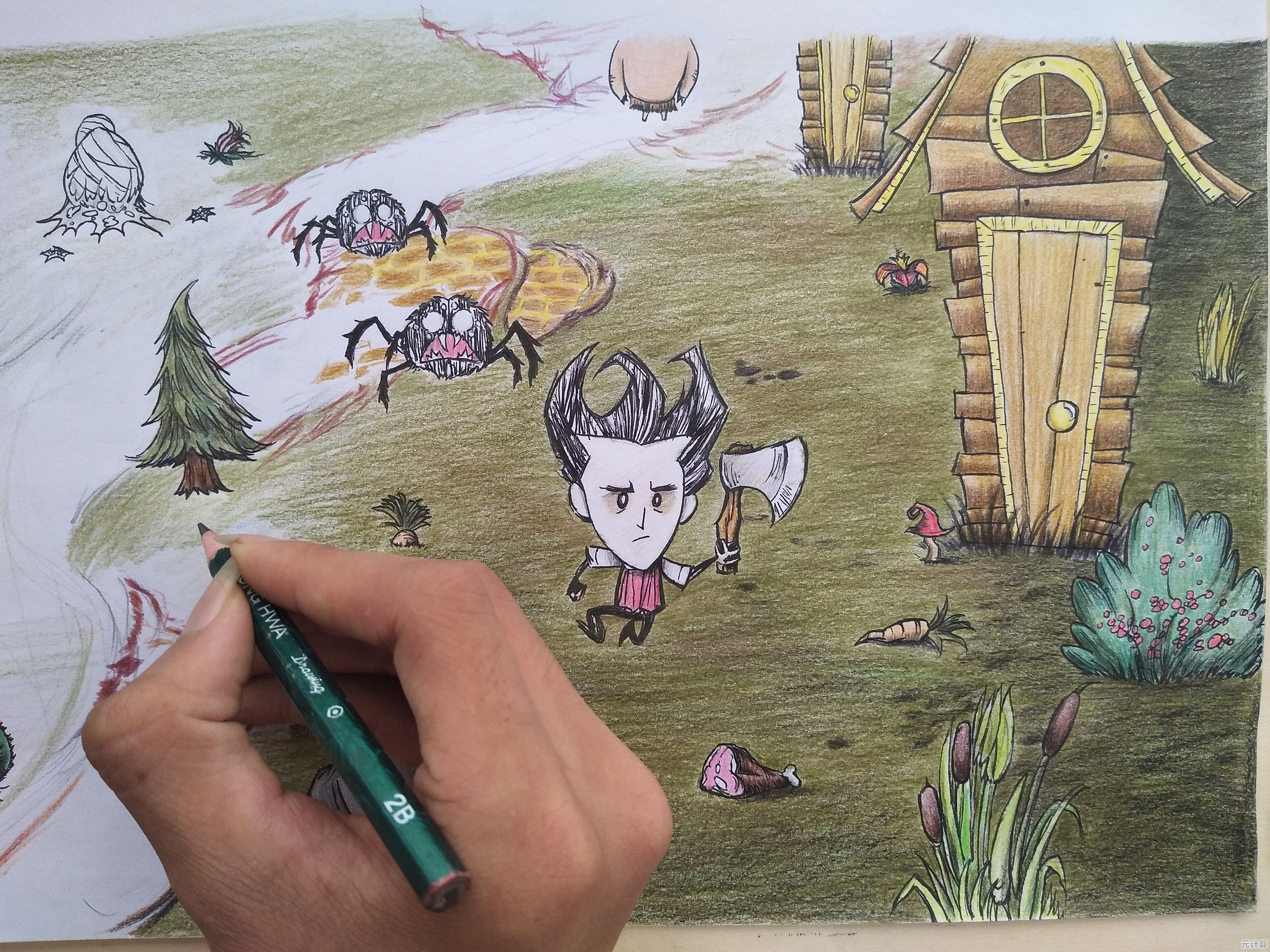 饥困荒野正版手绘画风打动你了吗？快来体验独特生存乐趣！